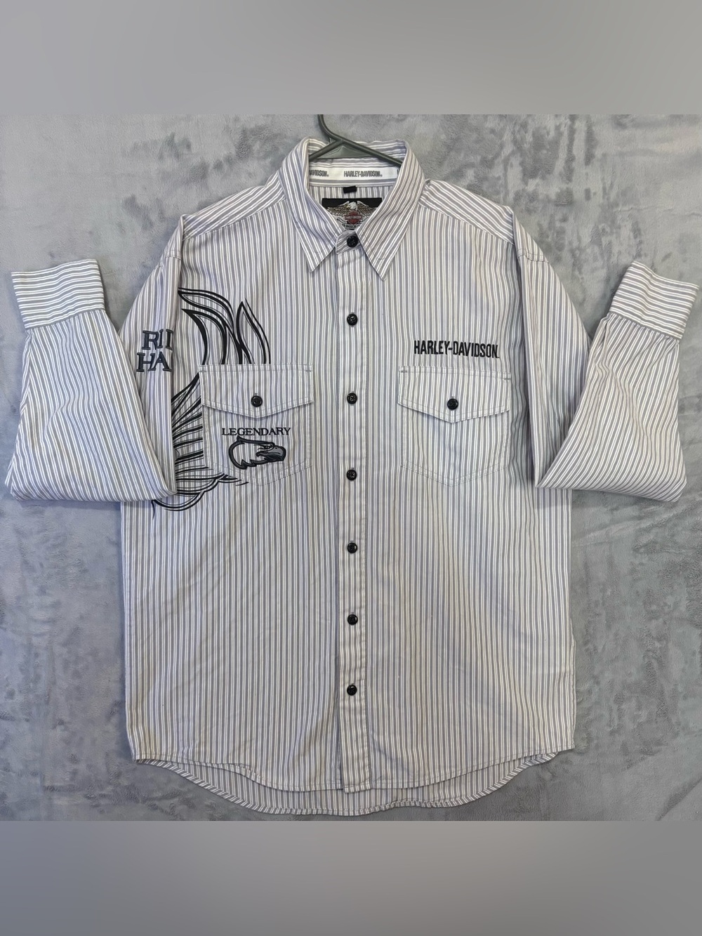 Vintage 2005 Harley Davidson Striped Biker Shirt M